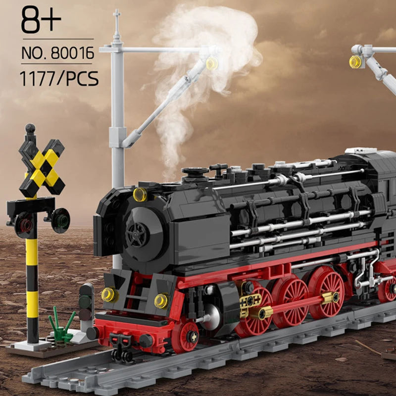 Creative City Technology Steam Train Transportation Model MOC 80019 Power Train Railway Building Blocks Toys Kids Birthday Gifts