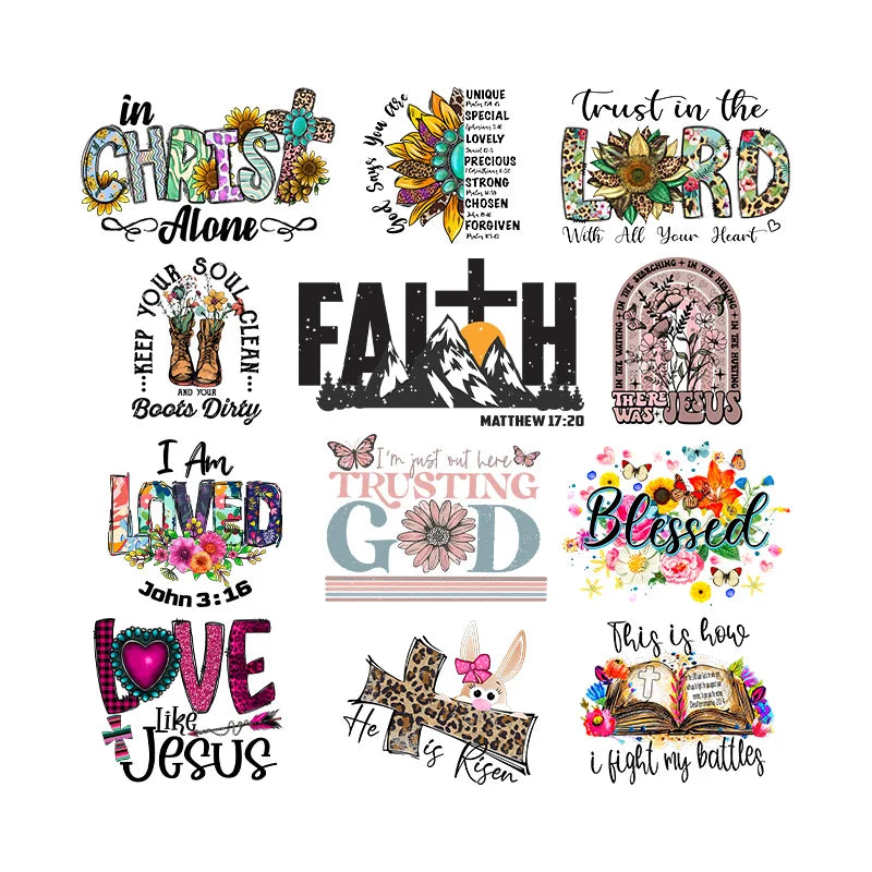 Christ Patch For Clothing Faith Jesus Iron On Transfers On Clothes Fashiong Women DIY Thermal Stickers For T-Shirt Decals Patch