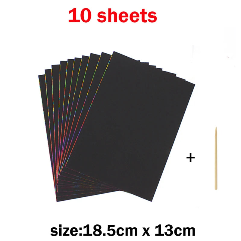 100/5 Piece DIY Rainbow Magic Sticky Notes Set Kids Black Scratch Art Craft Kits Pad Drawing Template Painting Toys