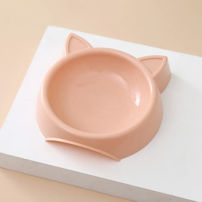 Pets Food Bowl Cat Face Shape Large Capacity Feeding Dish Solid Color Cat Food Bowl Pet Water Drinking Feeder for Small Dog Bowl