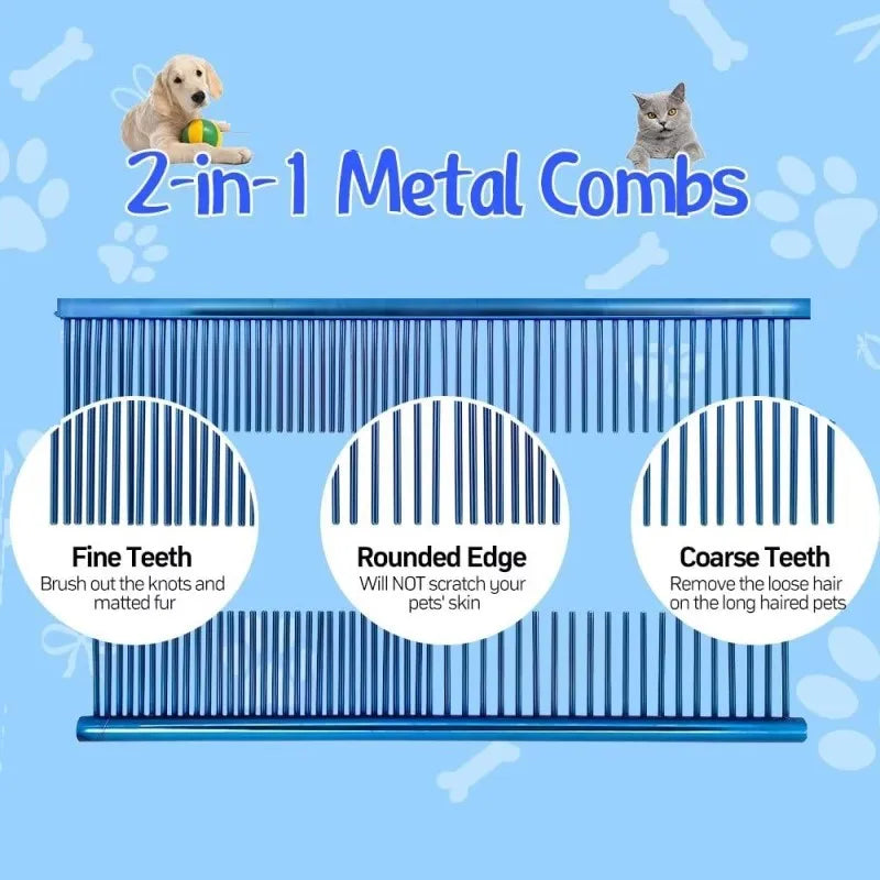 Pet Hair Grooming Set, Dog Hair Removal Glove Brush, Silicone Massage Brush And Pet Hair Comb