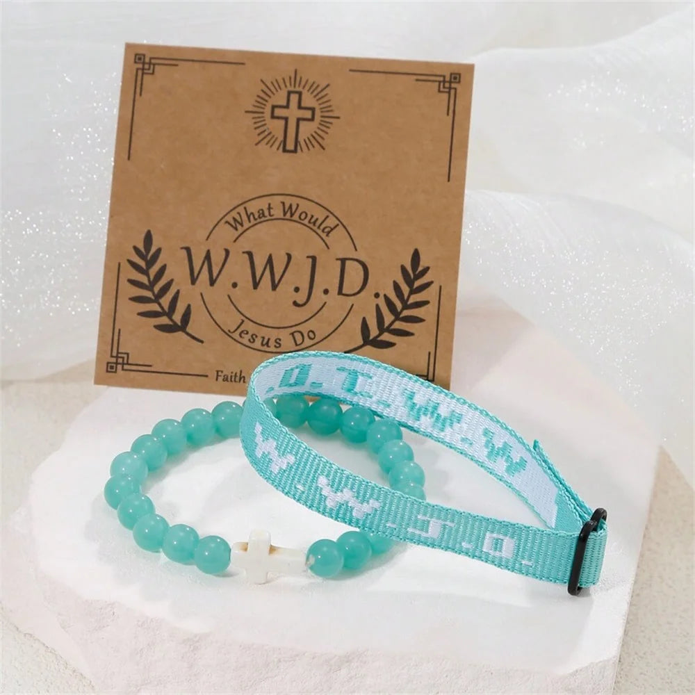 2pc what would jesus do wwjd bracelets pack hwlf w.w.j.d bracelet he would love first elevated faith christian cross gifts