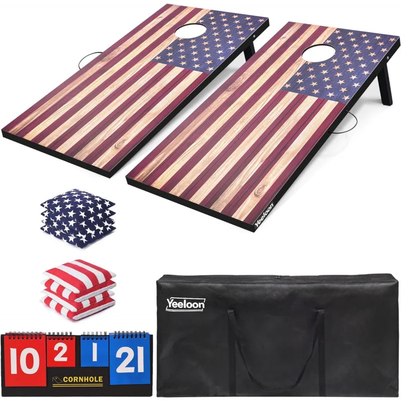 Cornhole Set, Tailgate/Regulation Size Cornhole Boards with 8 Bean Bags and Carrying Case, 3x2/4x2 Corn Hole Outdoor Game Toss