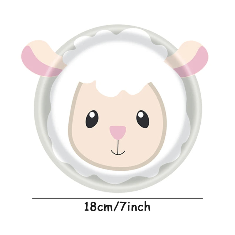 10Pcs 7inch Farm Animal Party Utensils Dining Plate Cow Sheep Pig Chicken Animal Farm Party Supplies