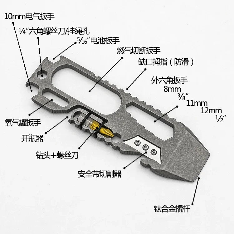 Outdoor Multi-function Titanium Alloy Tools Kit Emergency Survival Camping Equipment EDC Portable Screwdriver Cutting Tool