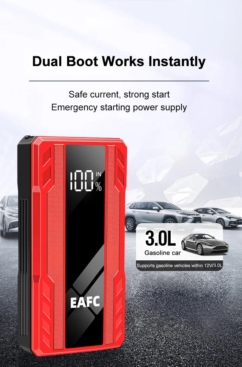 EAFC 1000A Car Jump Starter Power Portable PowerBank 12VAuto Emergency Start Battery Starting Device Booster with LED Light