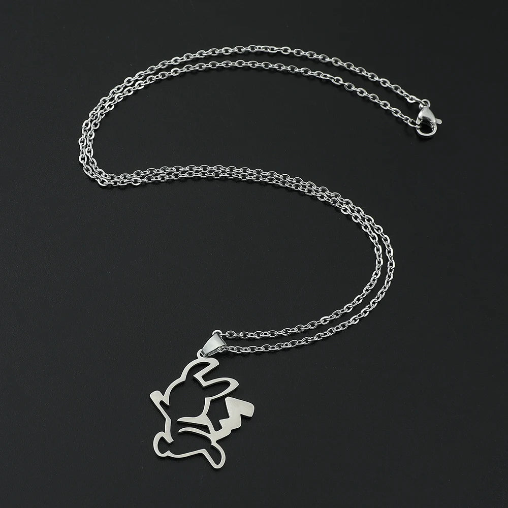 Pikachu Stainless Steel Pendant Necklace Cute Simple Style Fashion Neck Chain