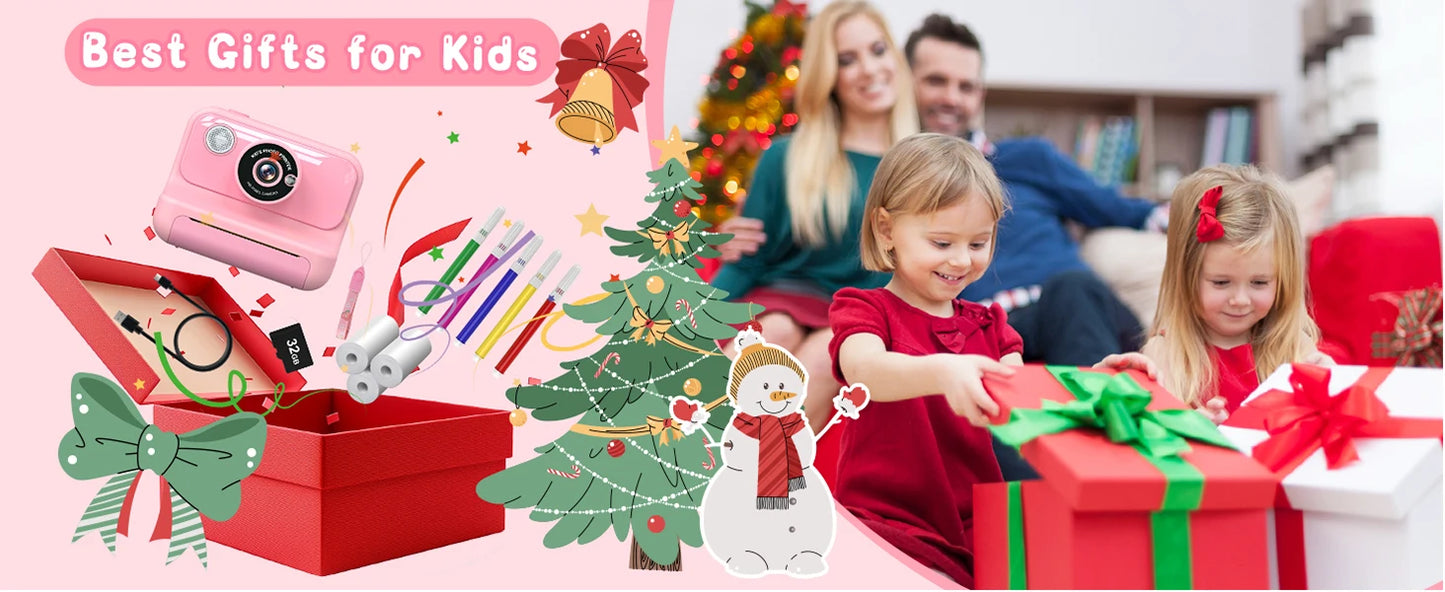 Gofunly 2.4" Kids Instant Camera, Kids Camera with 32G Card, 1080P Instant Camera for Kids with Printing Paper Toy Gifts