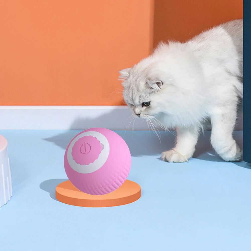 2024 Electric Cat Ball Toys USB Rechargeable Smart Interactive Cat Toy ABS Intelligent Rolling Toy Ball for Kitten Dog Playing