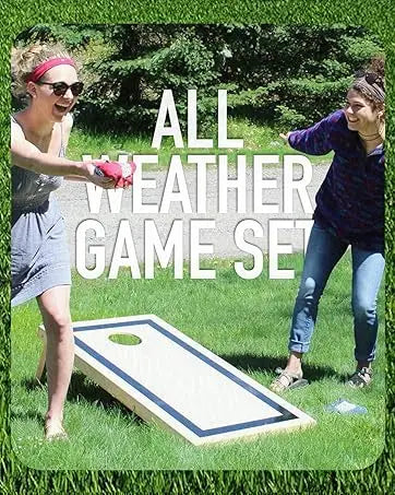 Games All Weather Corntoss Bean Bag Cornhole Yard Game Set for Indoor and Outdoor Use with 2 Target Boards and 8 Bean B