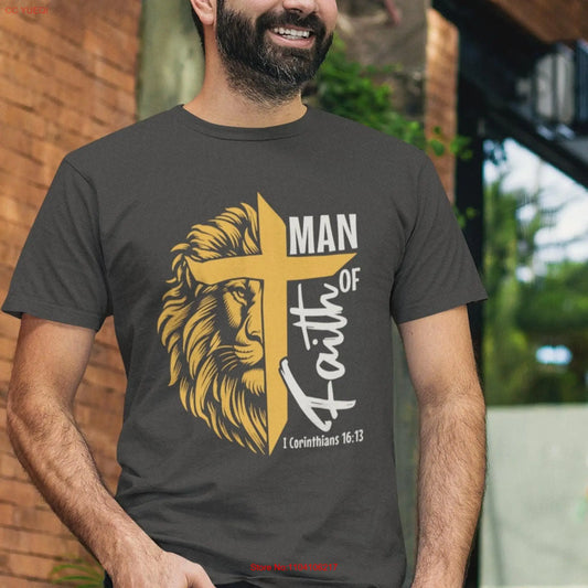 Man of Faith T shirt Bible verse for teen based him religious Garment Dyed long or short sleeves