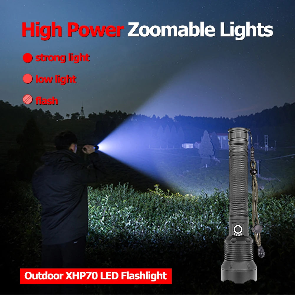 2000LM USB Powerful Flashlight Torch Super Bright Rechargeable Zoom LED Flashlight Camp Lamp Tactical Torch with/without Battery