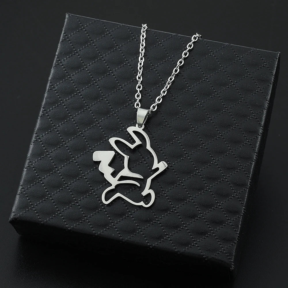 Pikachu Stainless Steel Pendant Necklace Cute Simple Style Fashion Neck Chain