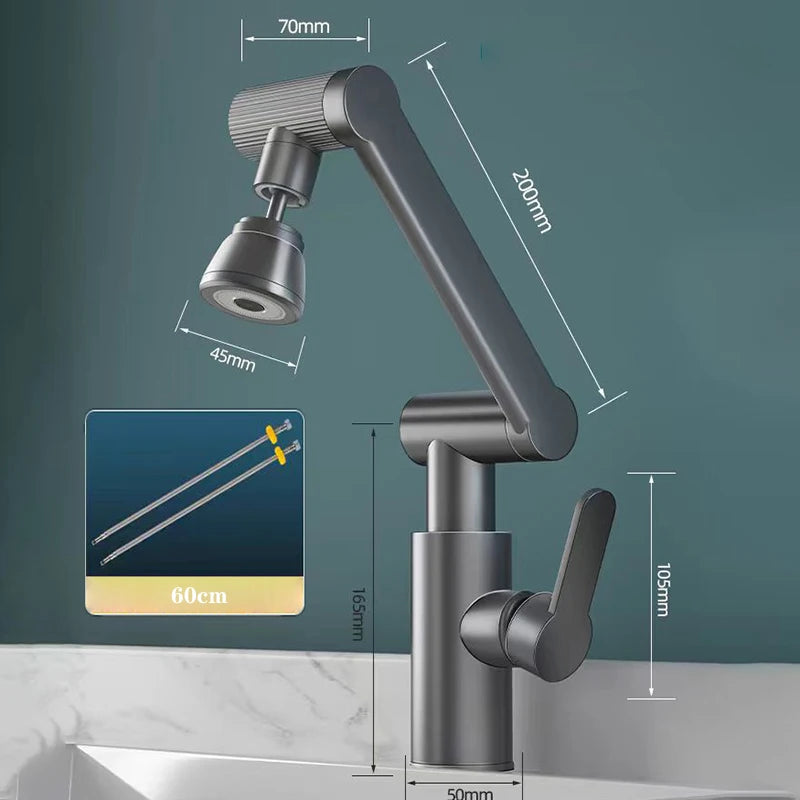 1080° Swivel Kitchen Sink Faucet Bathroom Sink Faucet Basin Faucet Multifunction Cold and Hot Water Tap Brass