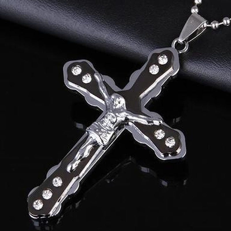 Fashion Jesus Cross Necklace Religious Faith Cross Jesus Jewelry Mens and Women's Necklace Banquet Party Anniversary Gift Hiphop