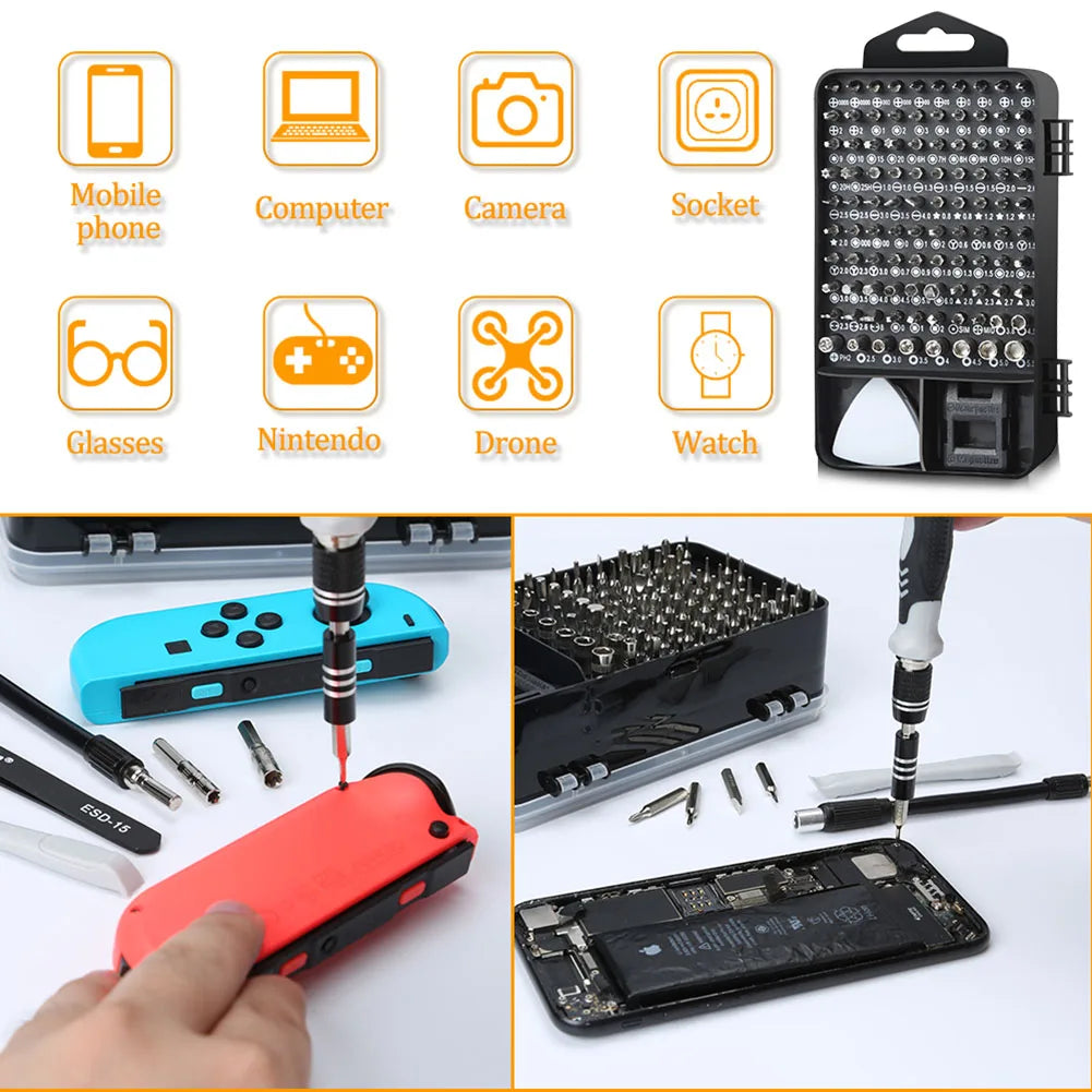 115 in1 Screwdriver Set of Screw Driver Bit Set Multi-Bit Precision Torx Screwdriver Tweezer Cell Phone Repair Tool for Computer